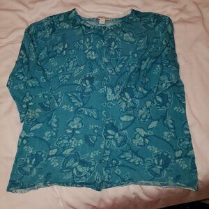 Coldwater Creek Floral Cardigan with 3/4 Sleeves